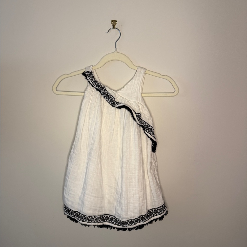Youth Artisan White Dress with Black Accents